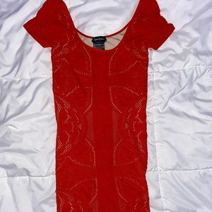 orange bodycon dress